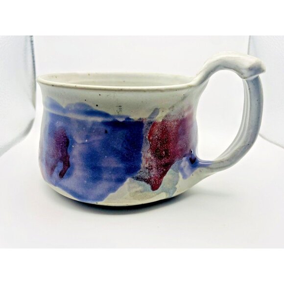 Buie Pottery Studio Gatlinburg TN Pink Blue Large Glazed Coffee Mug Signed - Picture 4 of 7